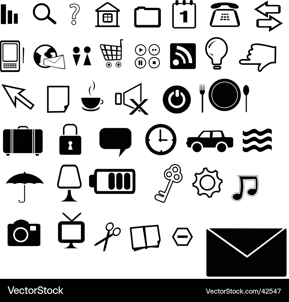 Collection of Black and White Icons vector image