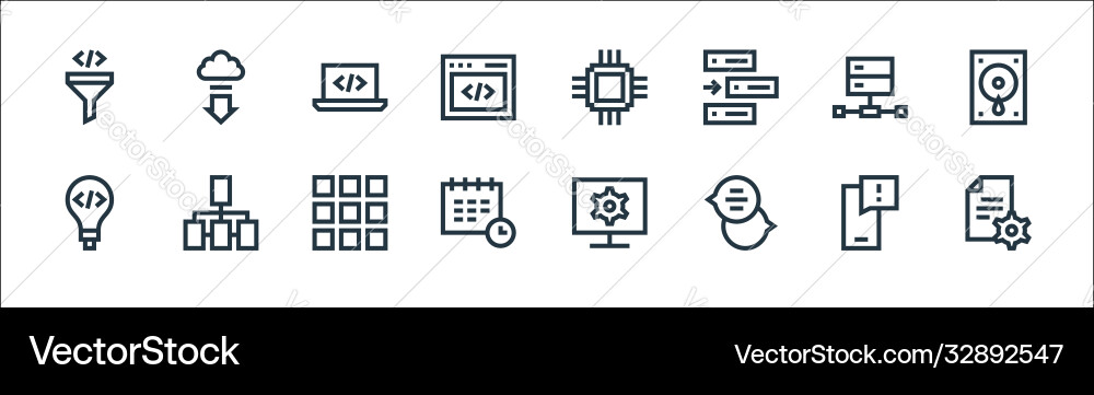 Development line icons linear set quality Development line icons linear set quality vector image