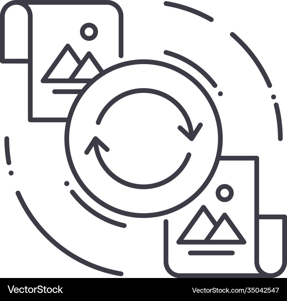 Files exchange icon linear isolated Files exchange icon linear isolated Vector Image