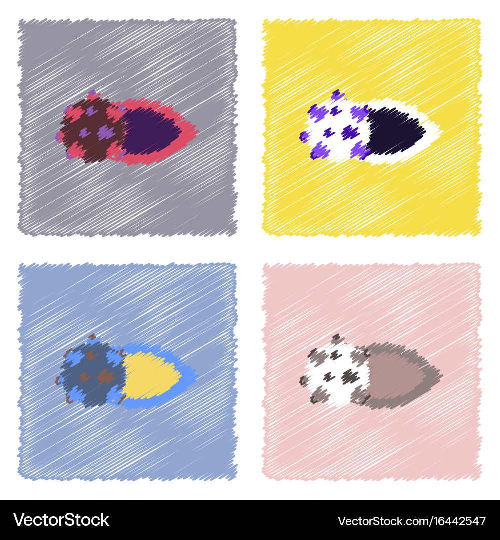 Flat icon design collection space comet in stroke vector image