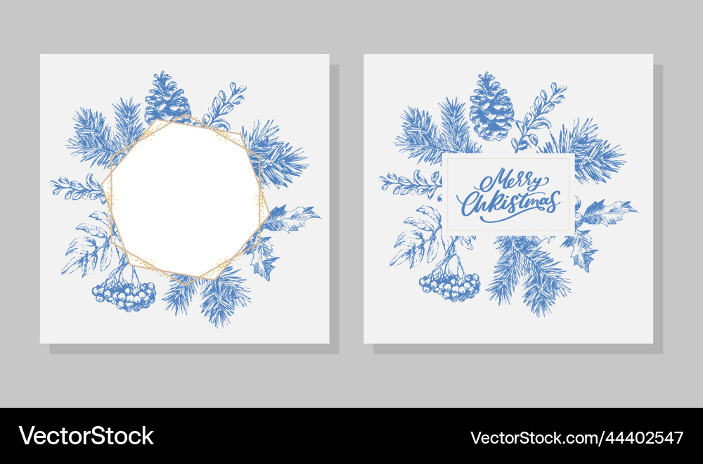 Gold Christmas Frame - Festive Winter Vector Image