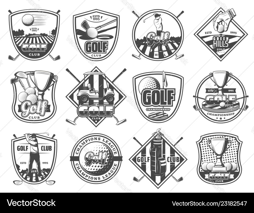 Golf Championship Heraldic Icons Vector Image