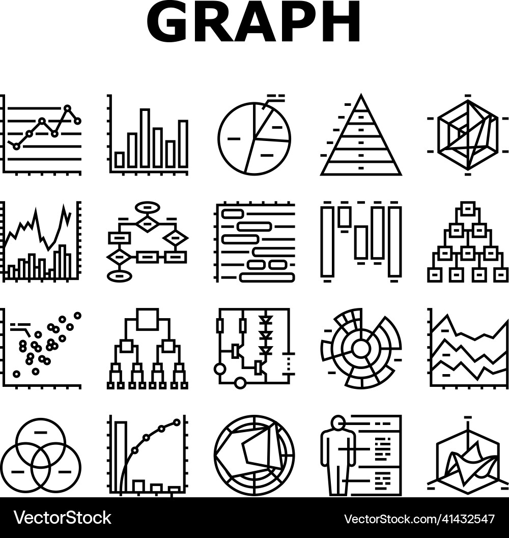 Graph for analyzing and research icons set Graph for analyzing and research icons set vector image