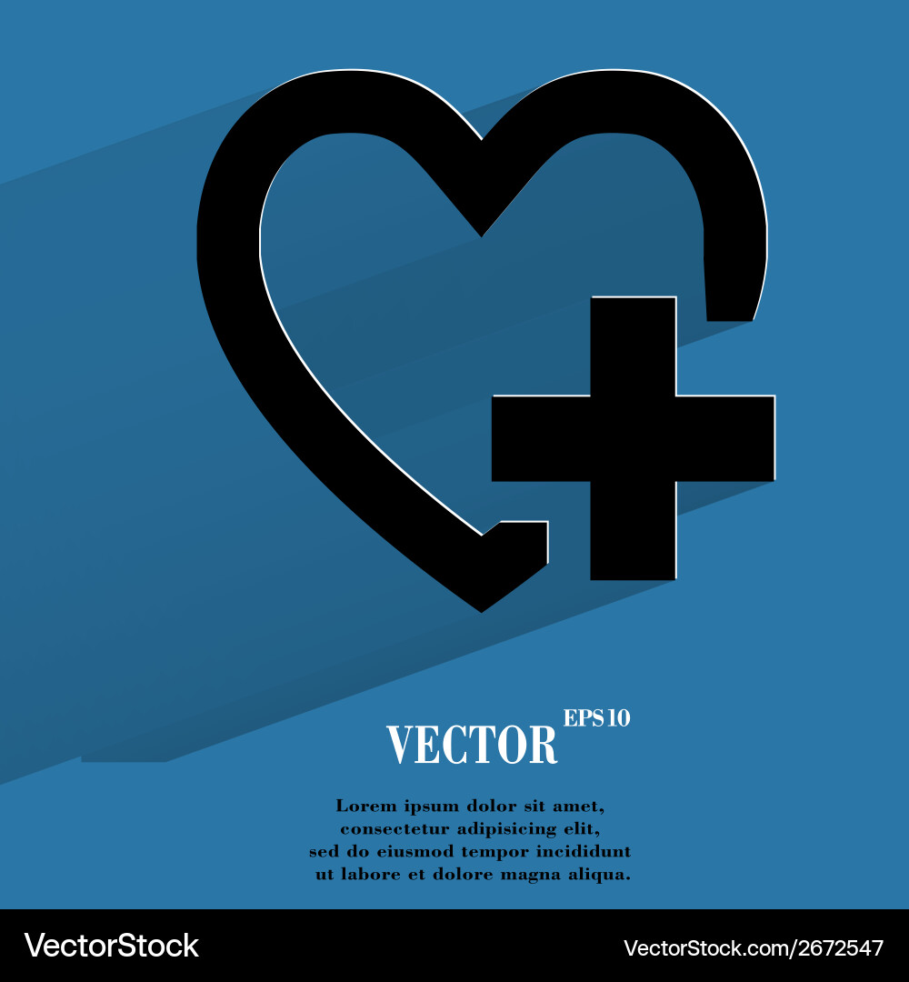 Heart flat modern web button with long shadow Vector Image