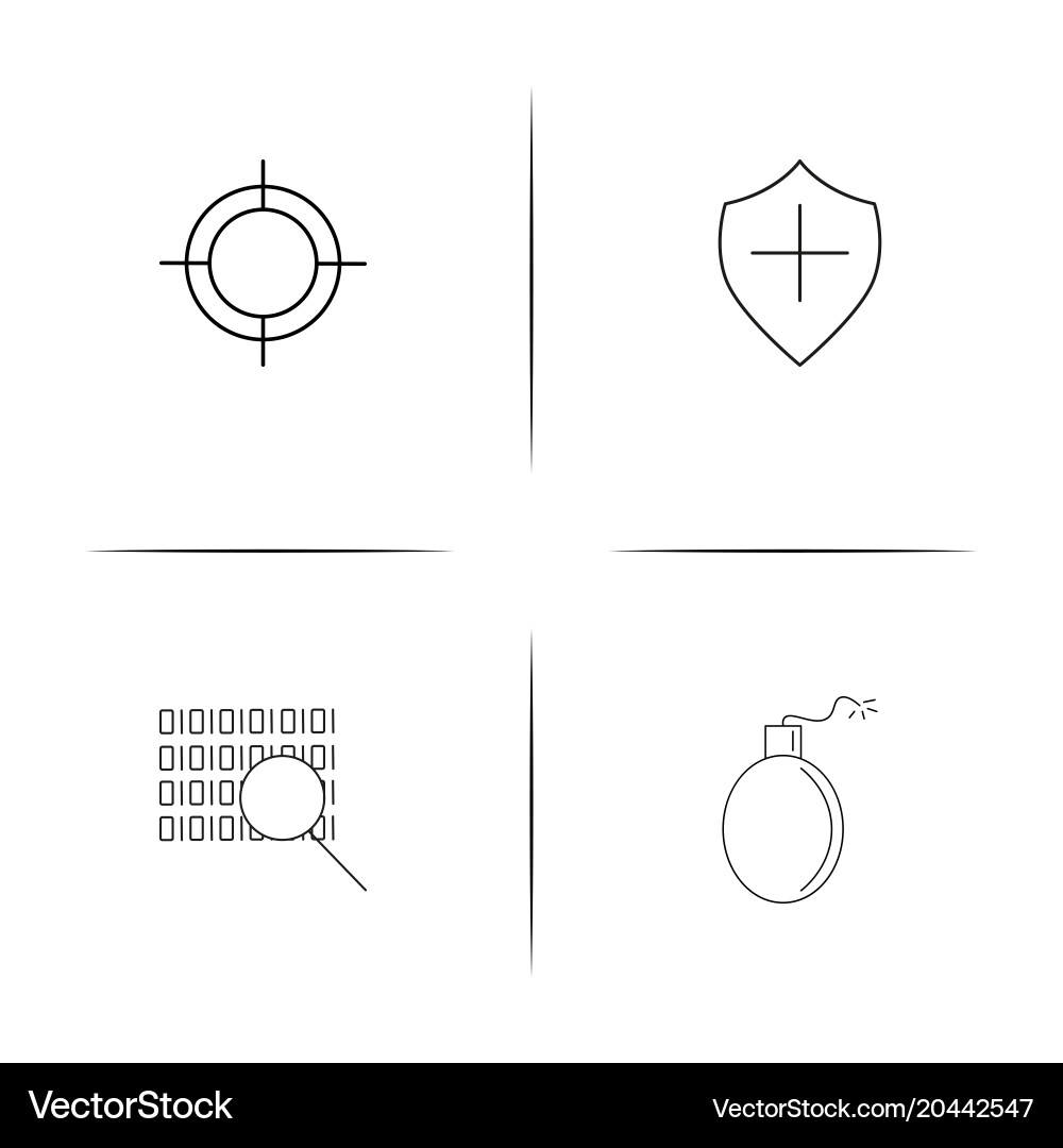 Internet security simple linear icon setsimple vector image