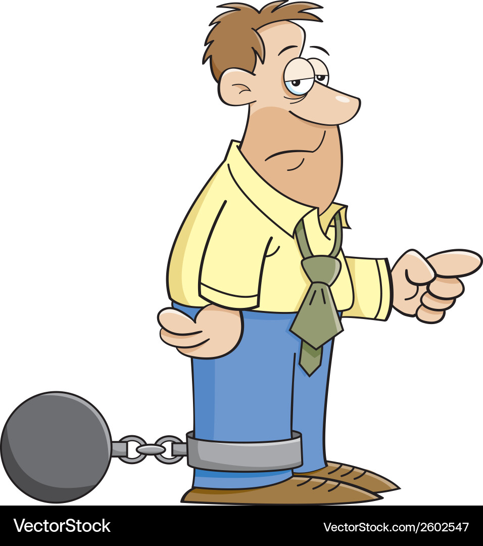 Man in Shackles with Ball and Chain Vector Image