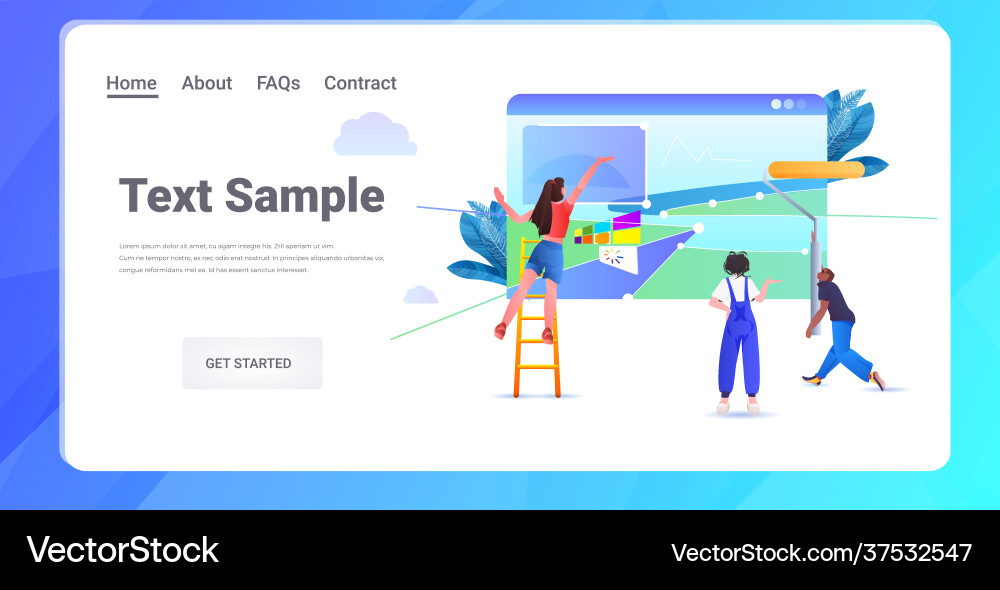 Mix race developers team creating website ui web Vector Image