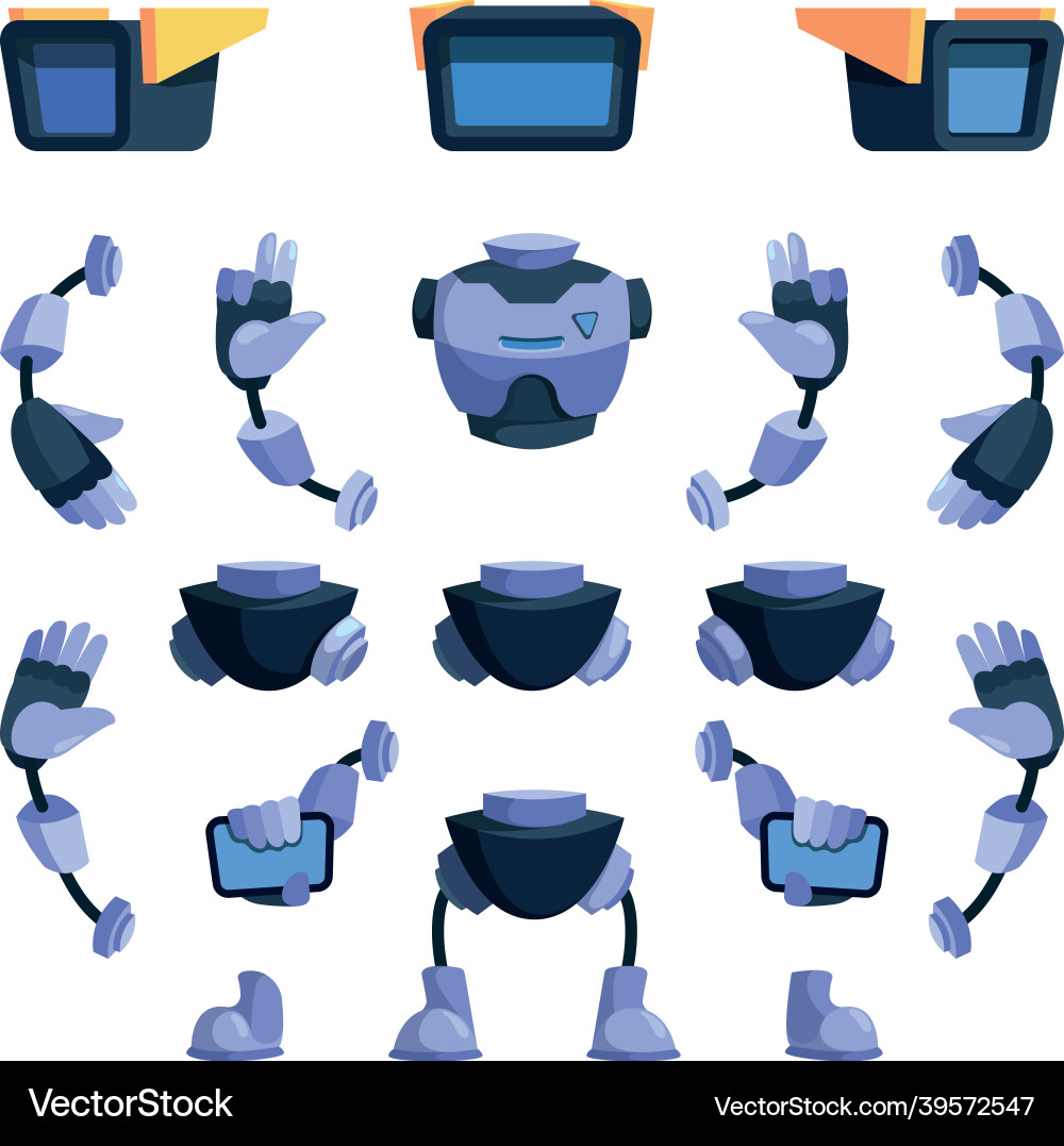 Robot constructor android body parts creation kit Robot constructor android body parts creation kit vector image