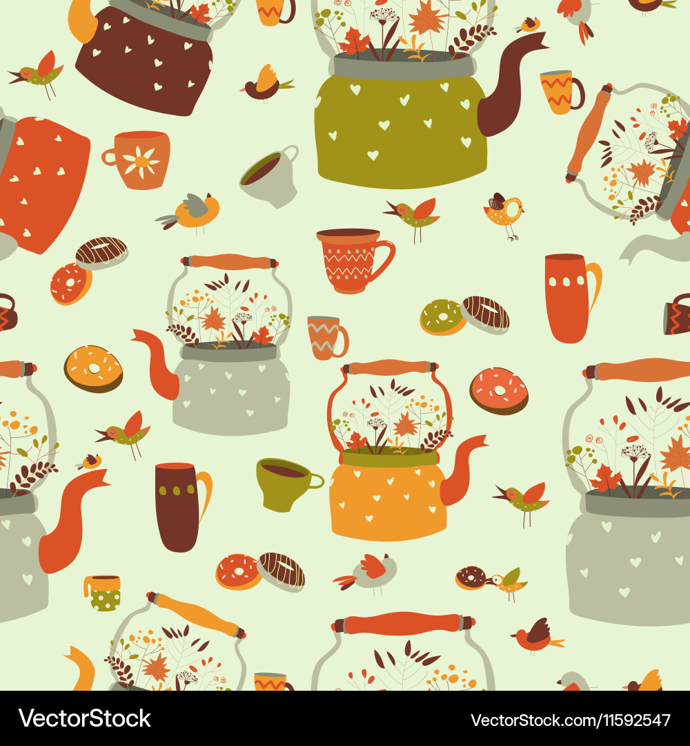 Seamless pattern background with tea related Vector Image