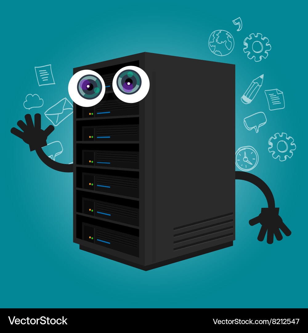 Server computer component database big data vector image