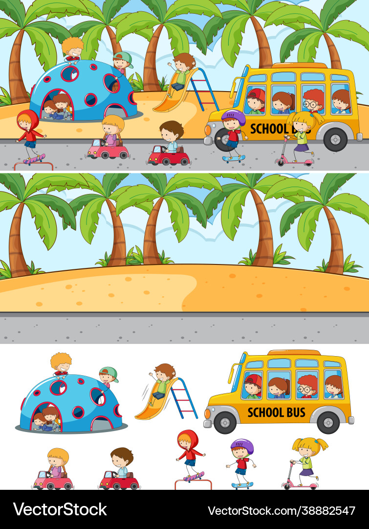 Set different horizontal scenes background vector image