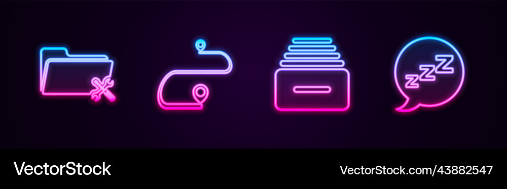 Set line folder service route location drawer Vector Image