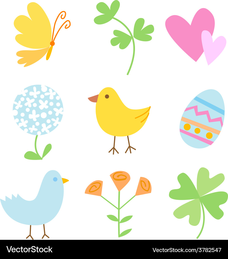 Spring Floral Holiday Objects Vector Image
