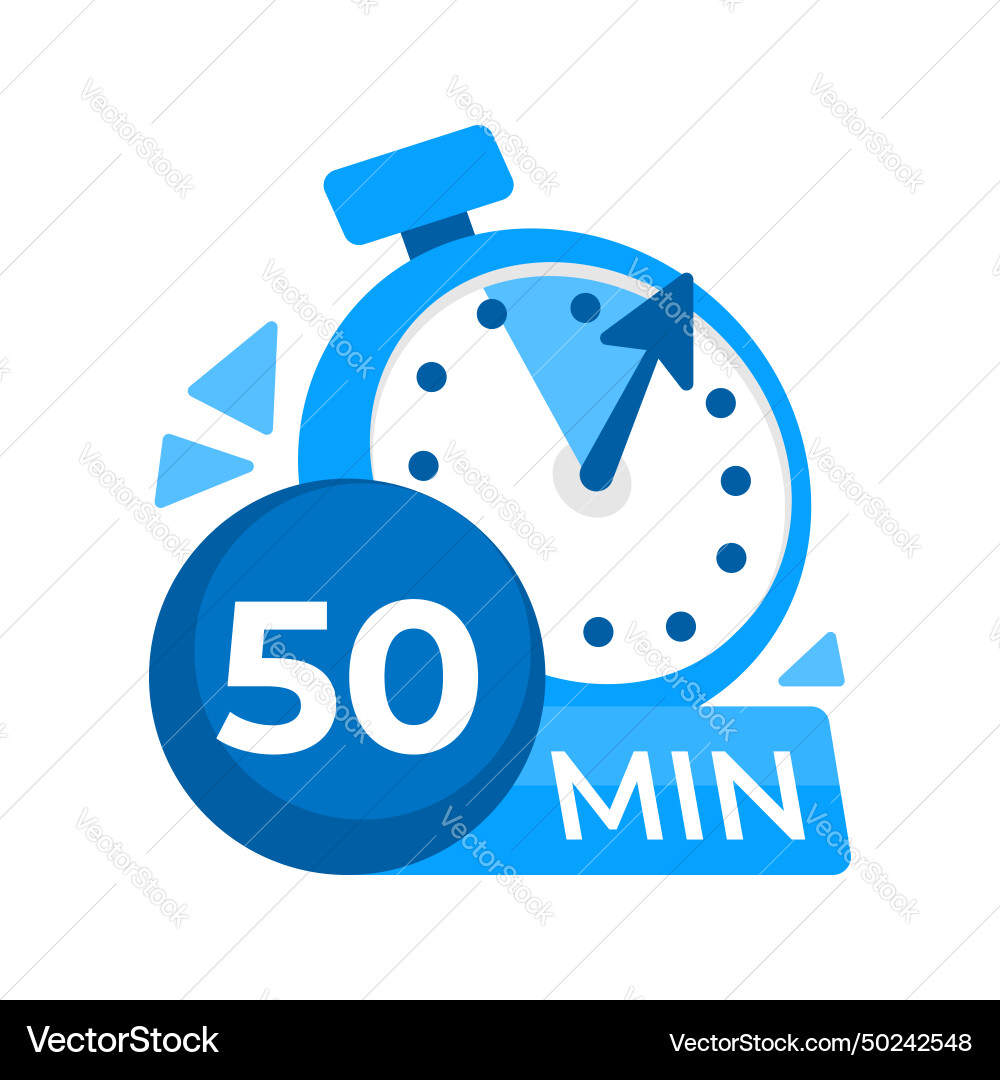 50 minutes timer stopwatch icon min clock 50 minutes timer stopwatch icon min clock vector image