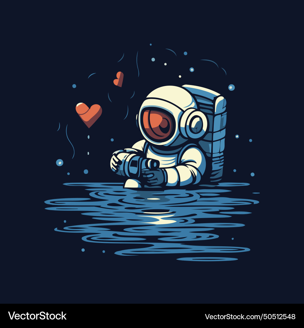 Astronaut in spacesuit floating on the water Vector Image