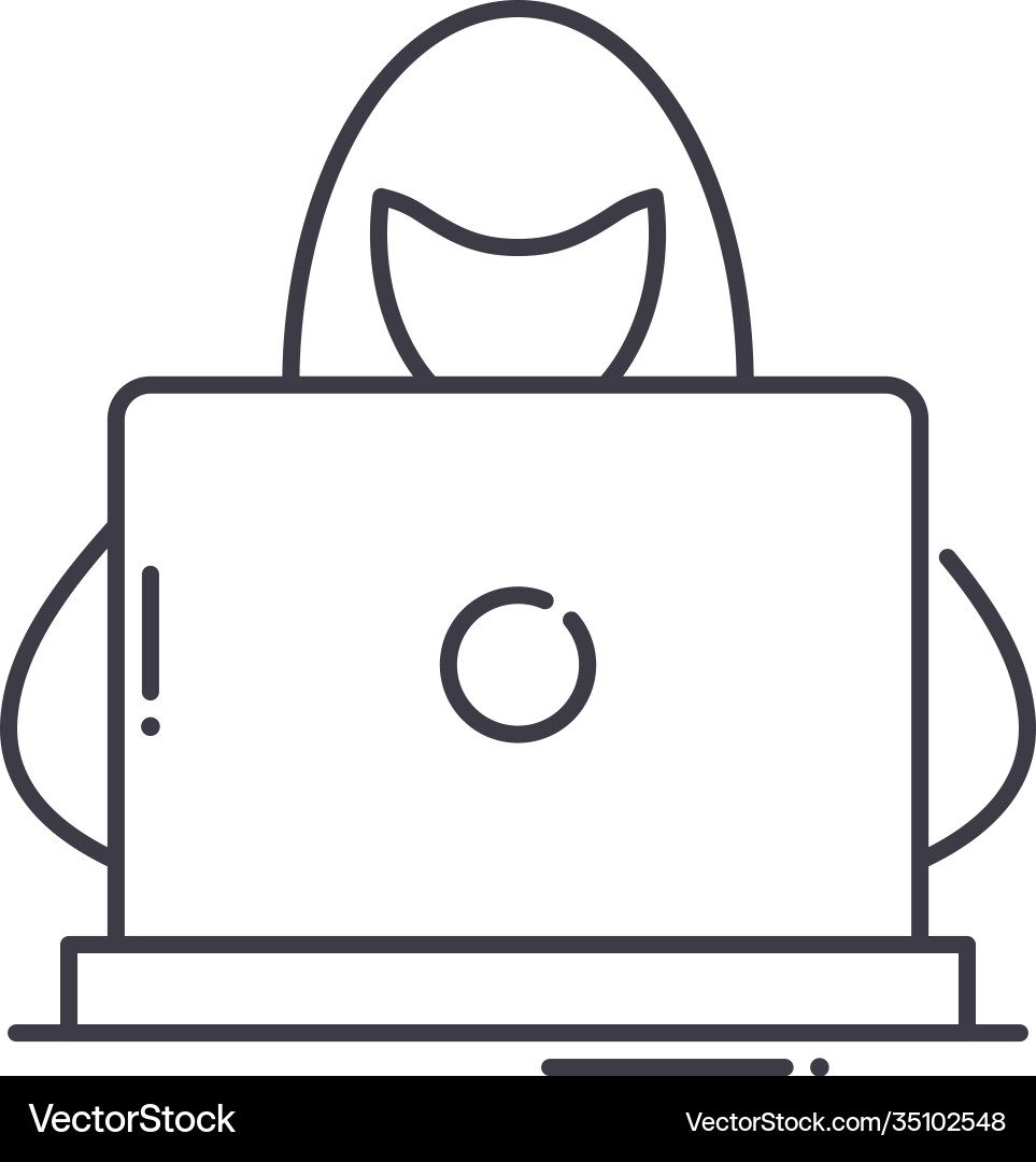 Hacker icon linear isolated thin Vector Image