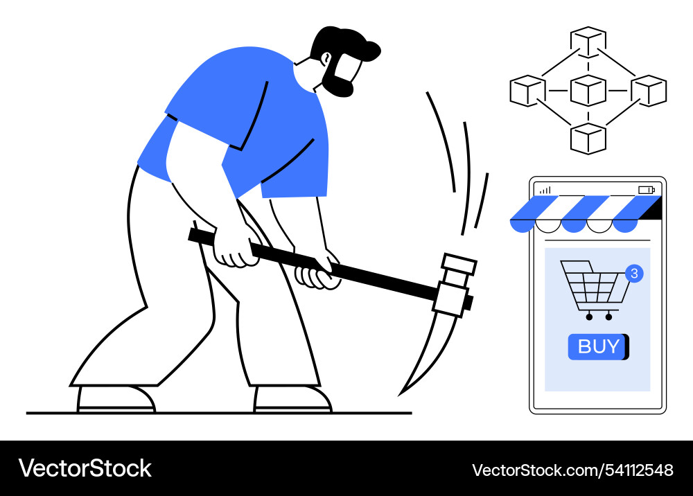 Mining cryptocurrency with blockchain technology Mining cryptocurrency with blockchain technology Vector Image