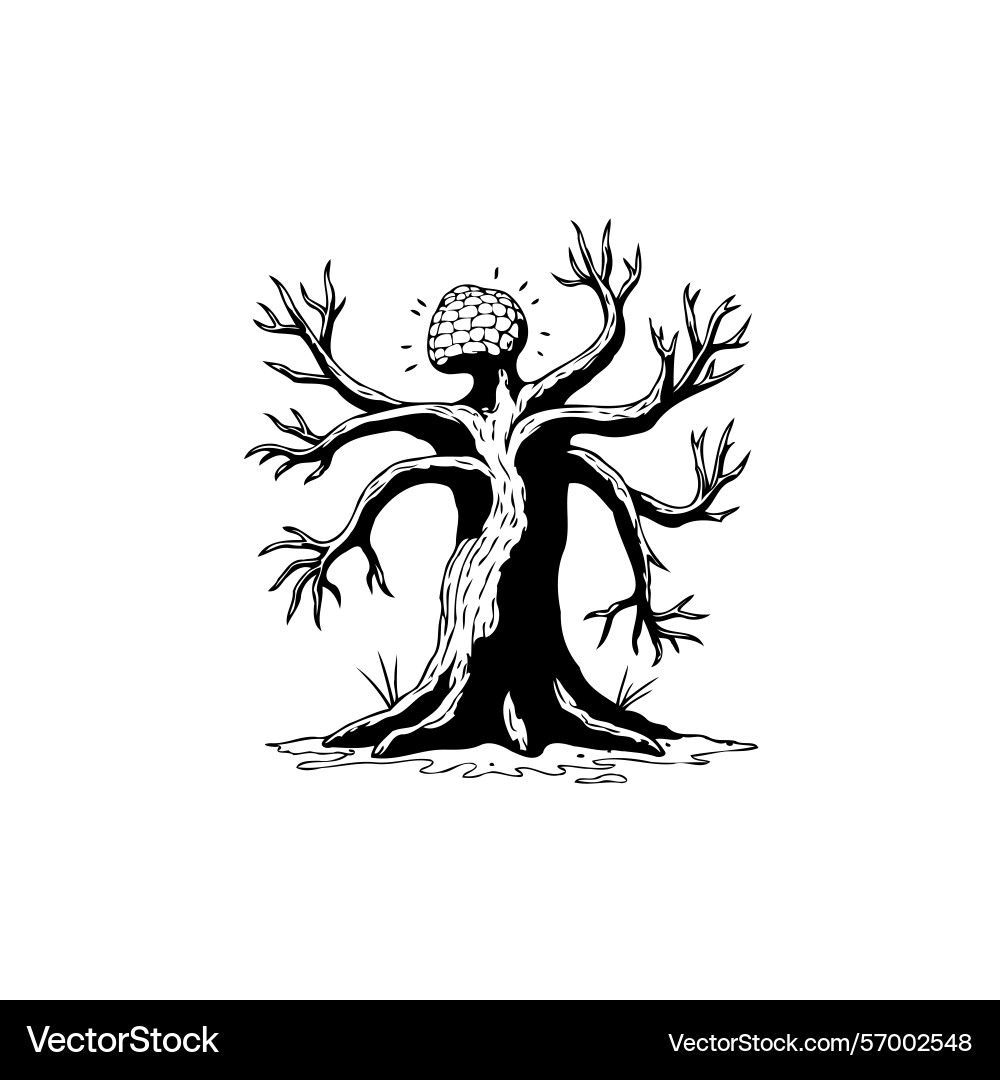 Mystical tree creature with branching limbs Mystical tree creature with branching limbs Vector Image