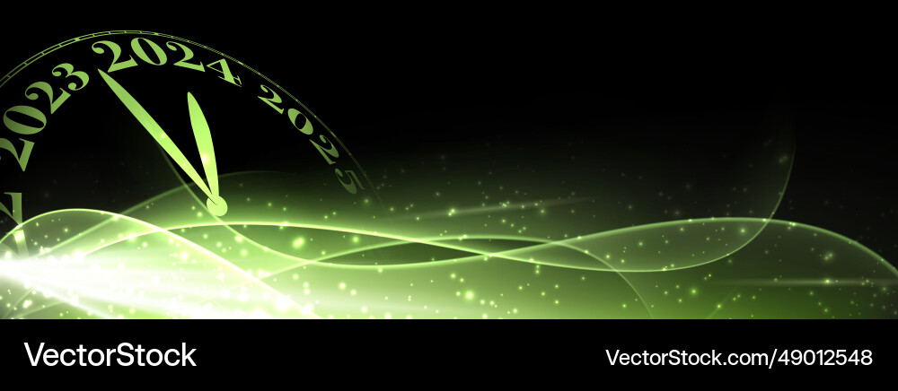 Neues Jahr 2024 Countdown Uhr über grüne Lichter Neues Jahr 2024 Countdown Uhr über grüne Lichter vektorbild