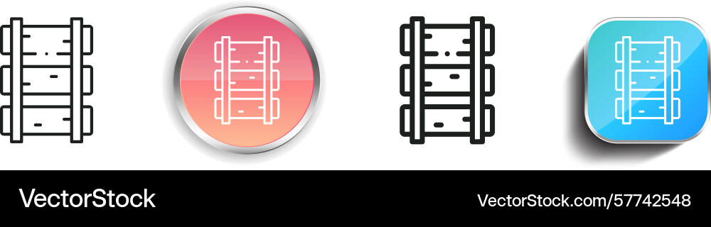 Rails icon thin linear regular and button style Rails icon thin linear regular and button style vector image