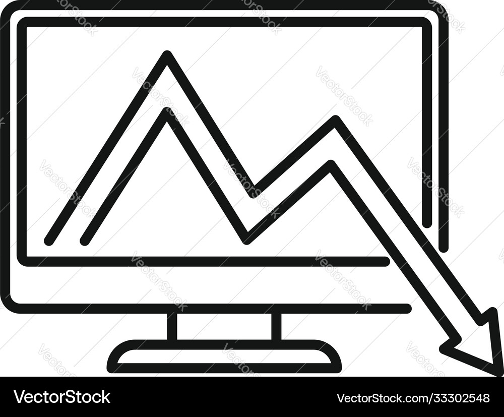 Regression monitor icon outline style Regression monitor icon outline style vector image