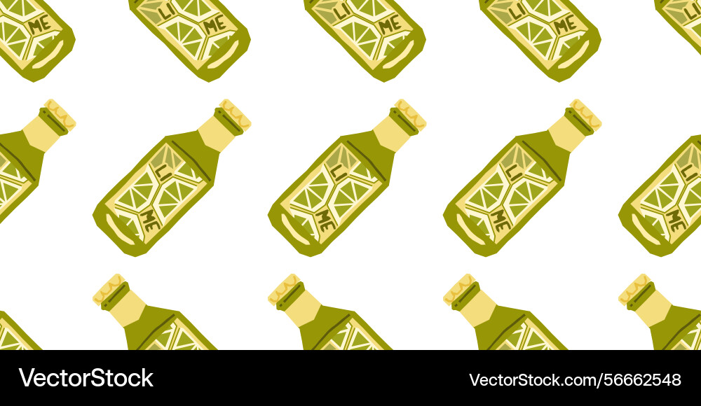 Seamless lime lemonade bottle pattern Vector Image