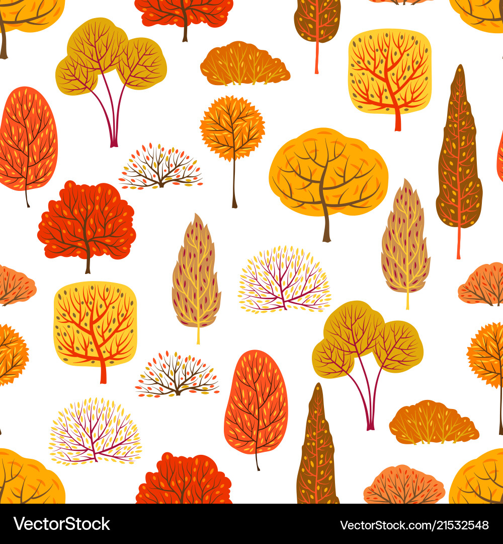 Seamless pattern with autumn stylized trees Seamless pattern with autumn stylized trees vector image