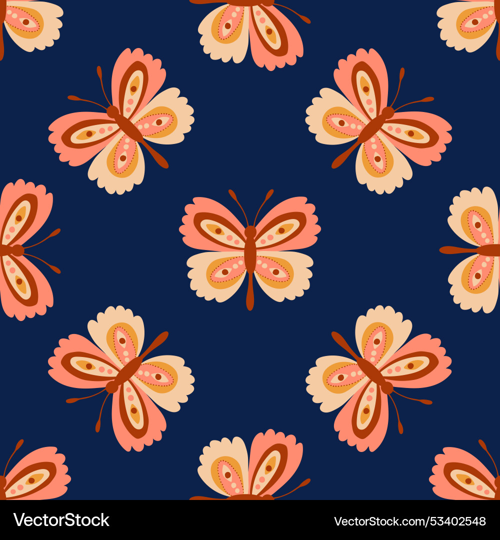 Seamless pattern with butterflies design for fabr vector image