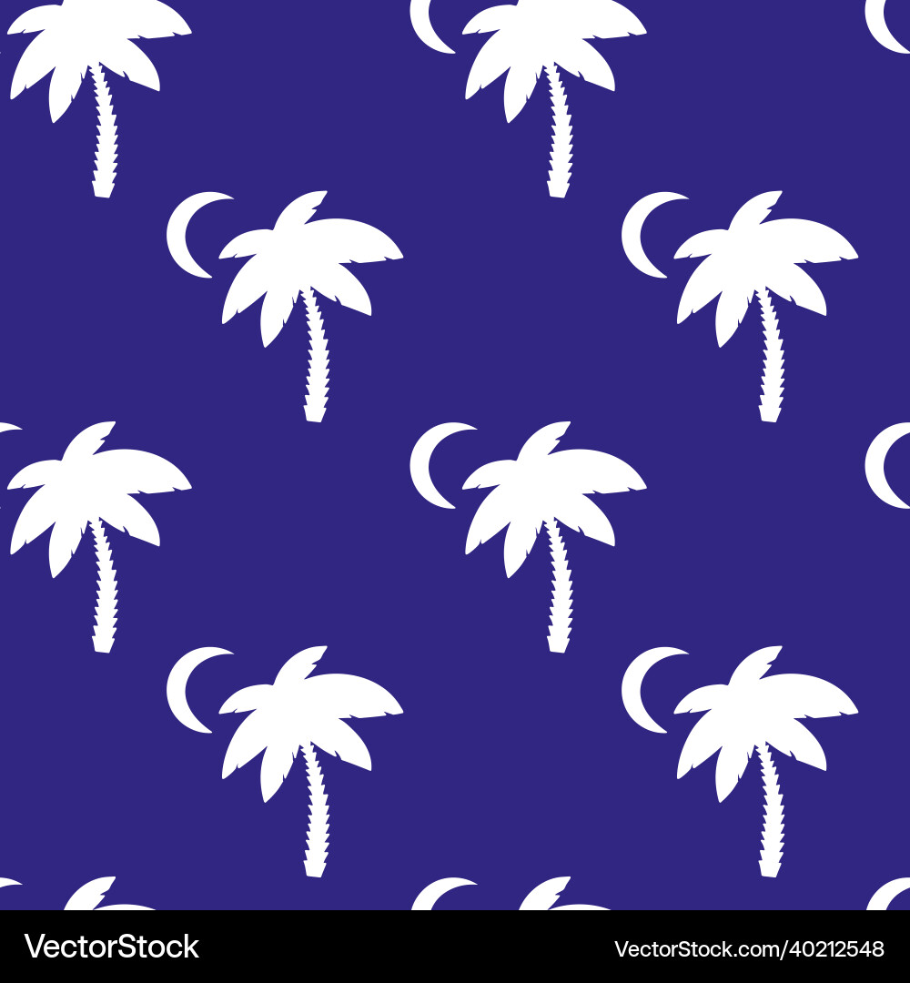 Seamless pattern with palm trees and the moon Seamless pattern with palm trees and the moon vector image