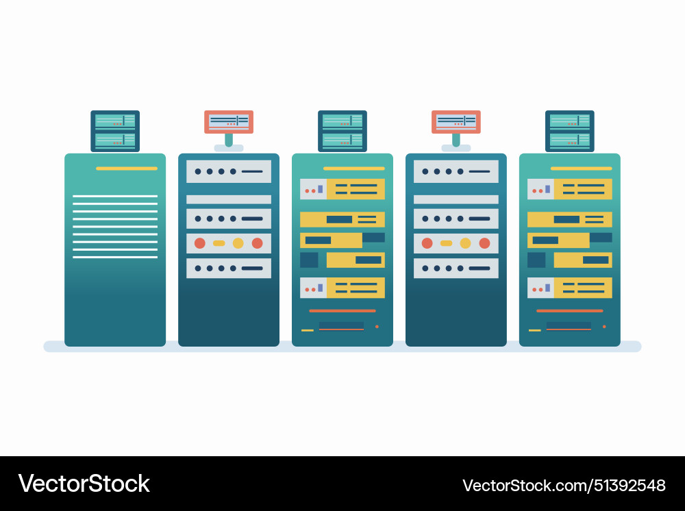 Server room racks isolated on white background Vector Image