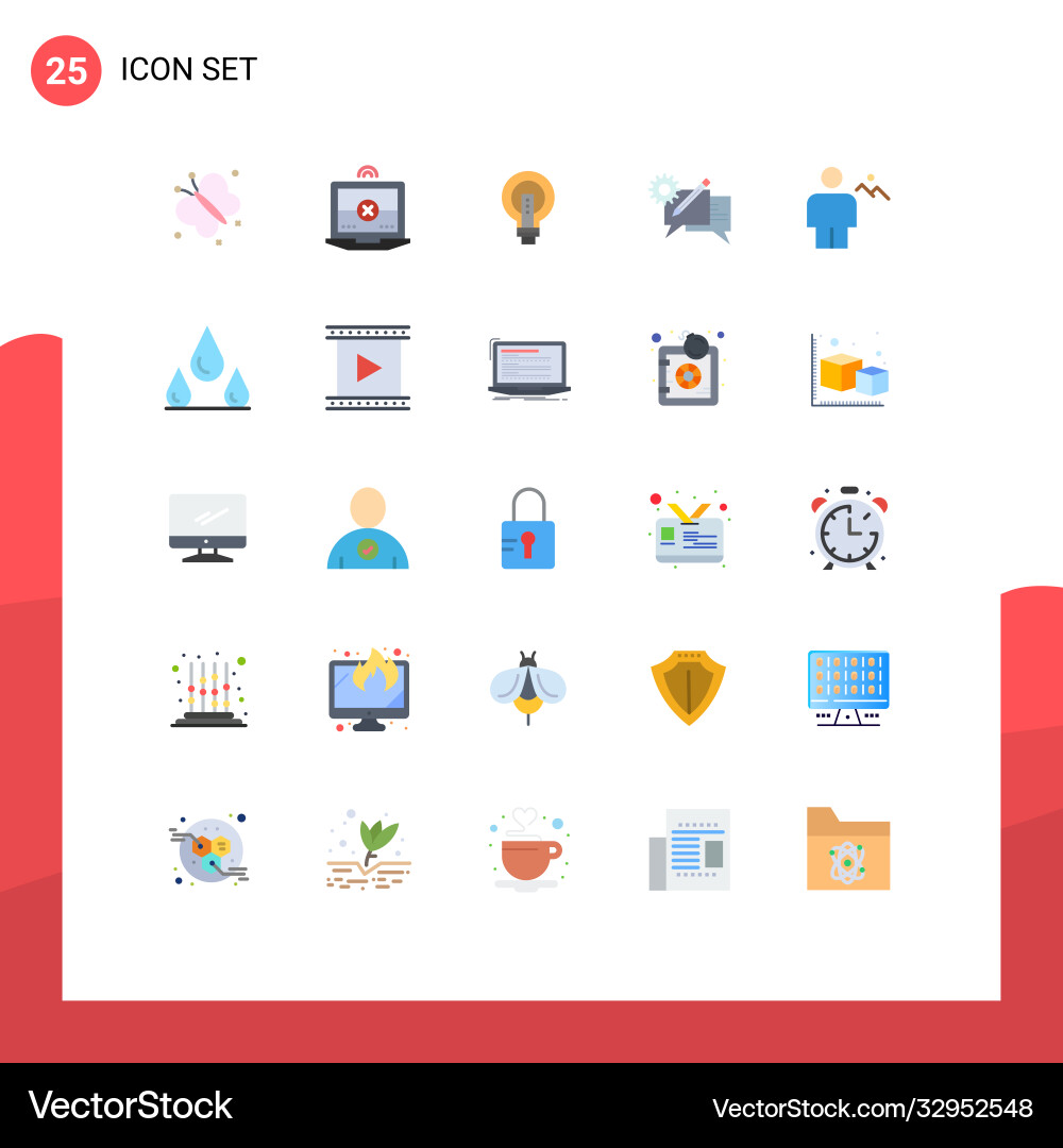 Set 25 flat colors on grid for setting Vector Image