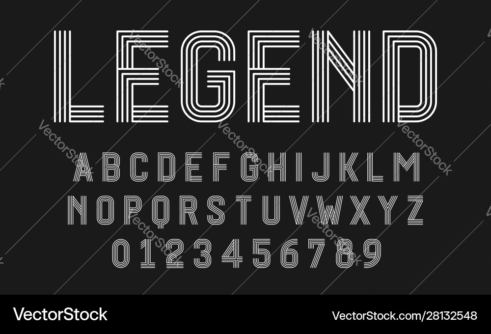 Set alphabets font modern design with lines Set alphabets font modern design with lines vector image