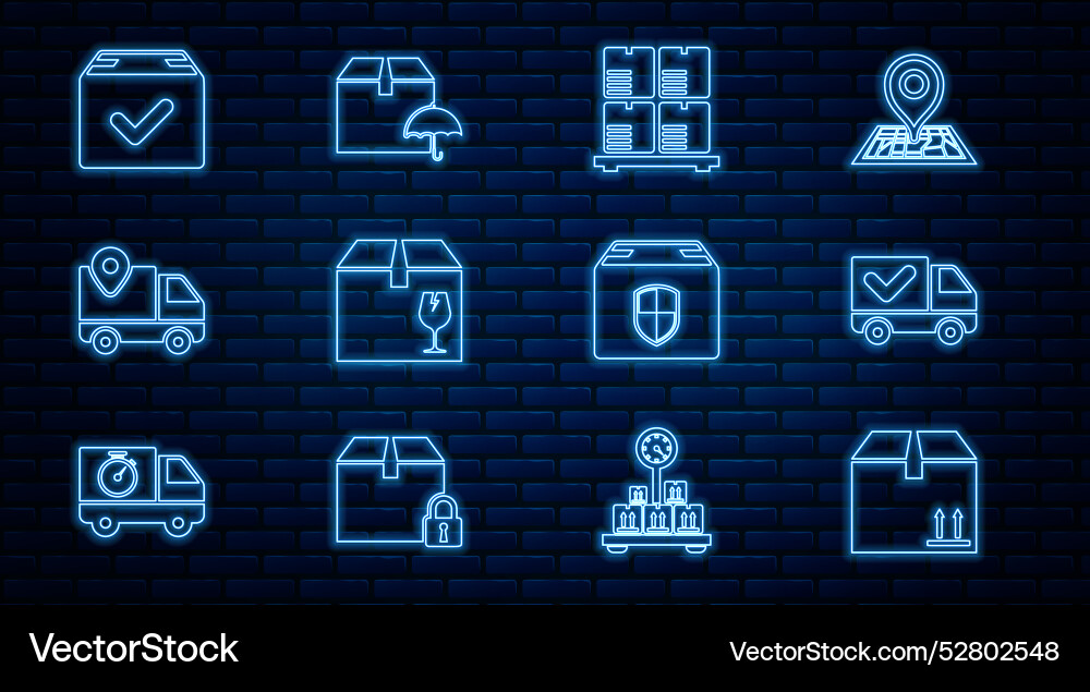Set line cardboard box with traffic delivery Set line cardboard box with traffic delivery vector image