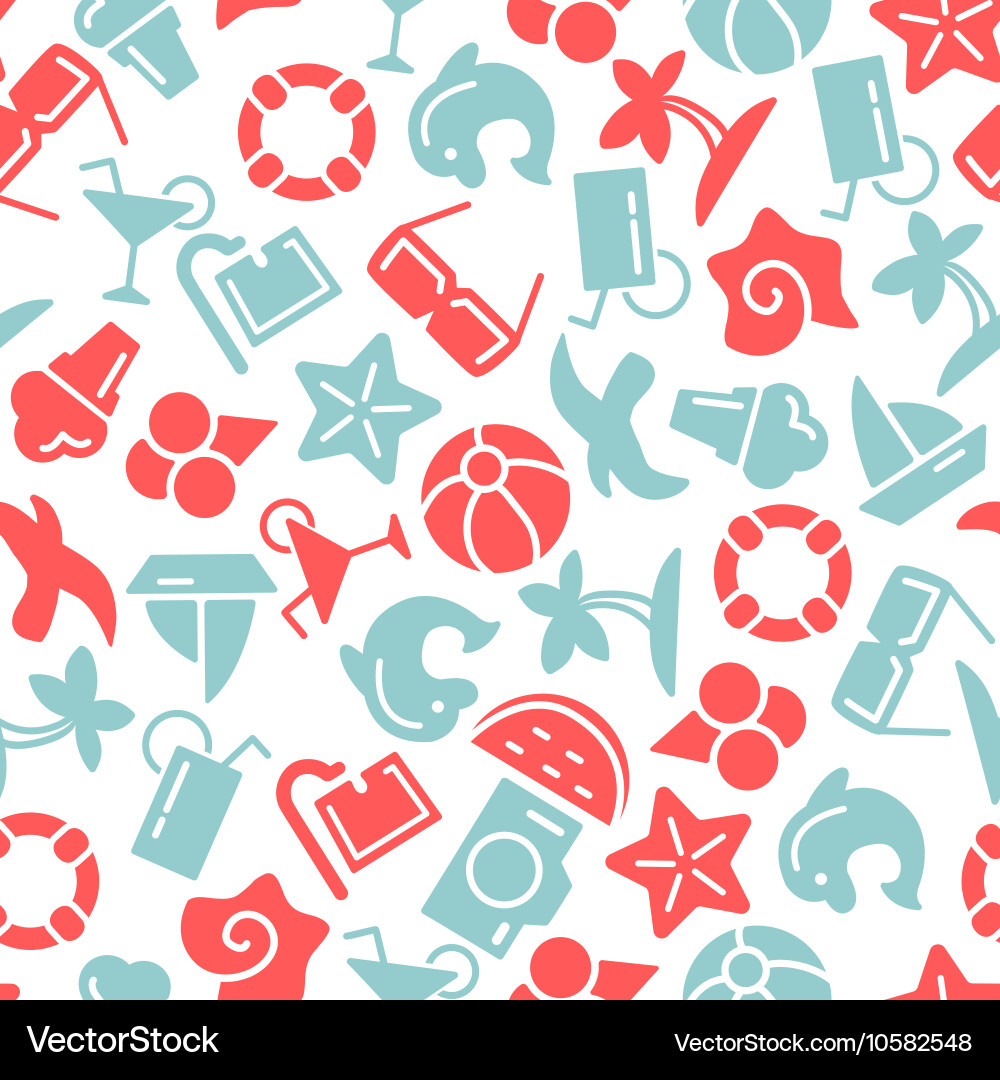 Summer time seamless pattern with icons Vector Image