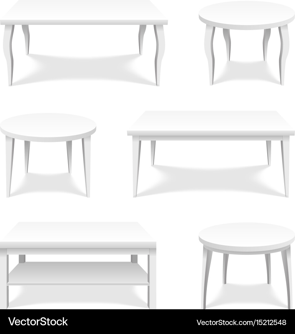 Table icons set isometric top isolated empty vector image