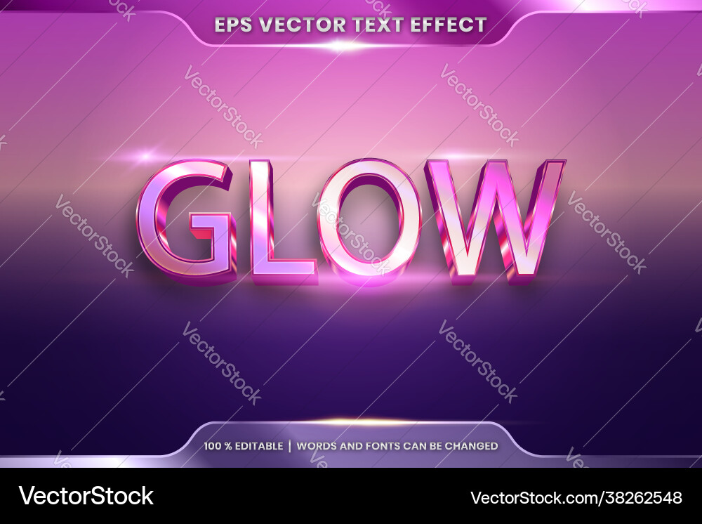 Text effect in 3d glow words font styles theme Text effect in 3d glow words font styles theme vector image