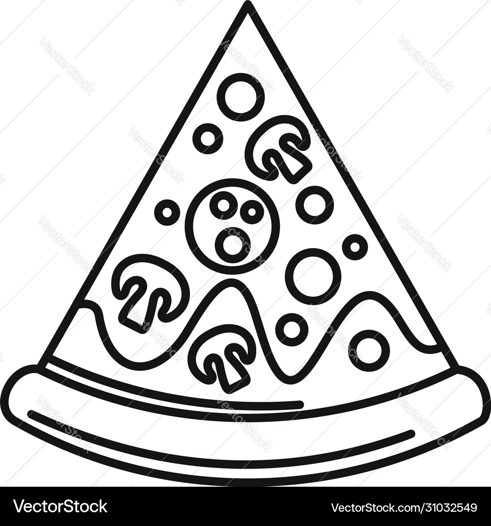 Baked pizza slice icon outline style Baked pizza slice icon outline style vector image