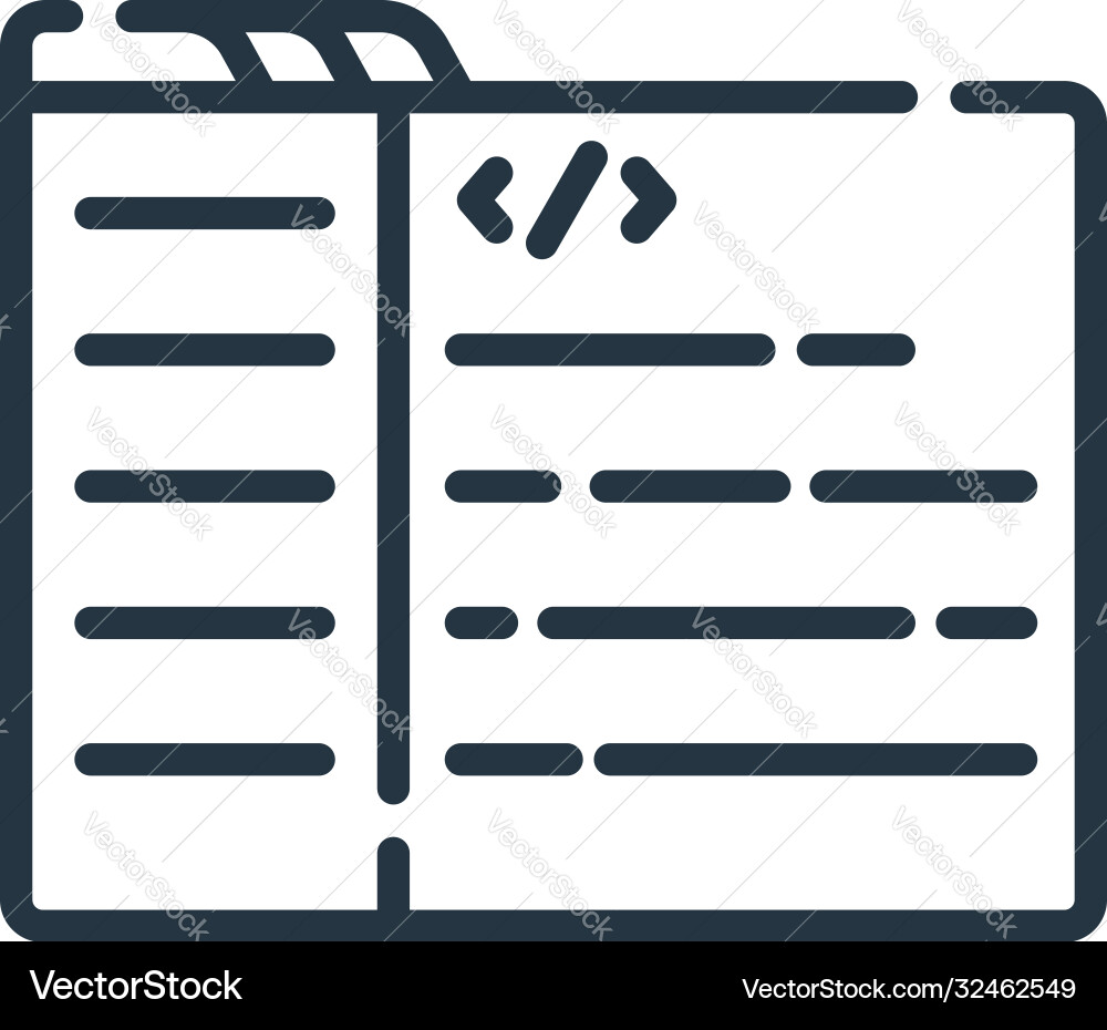 Coding icon isolated on white background outline Coding icon isolated on white background outline vector image
