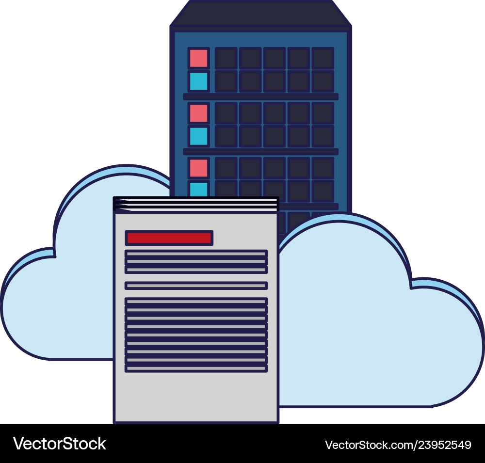 Database server and cloud computing symbol blue Vector Image