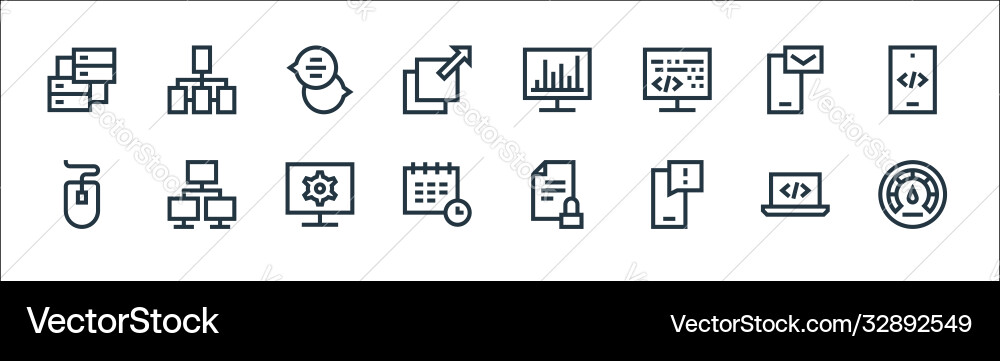 Development line icons linear set quality Development line icons linear set quality vector image
