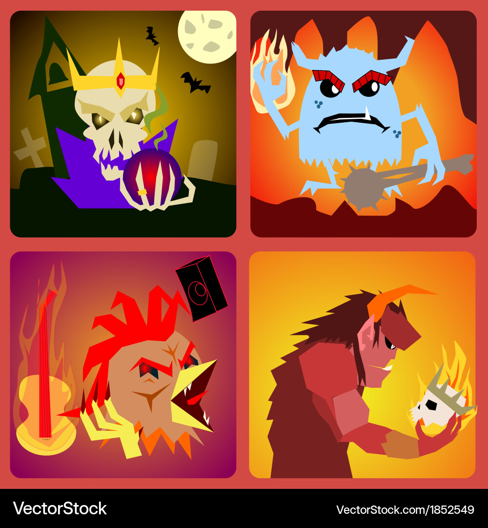 Evil icons in flat style for web and mobile vector image