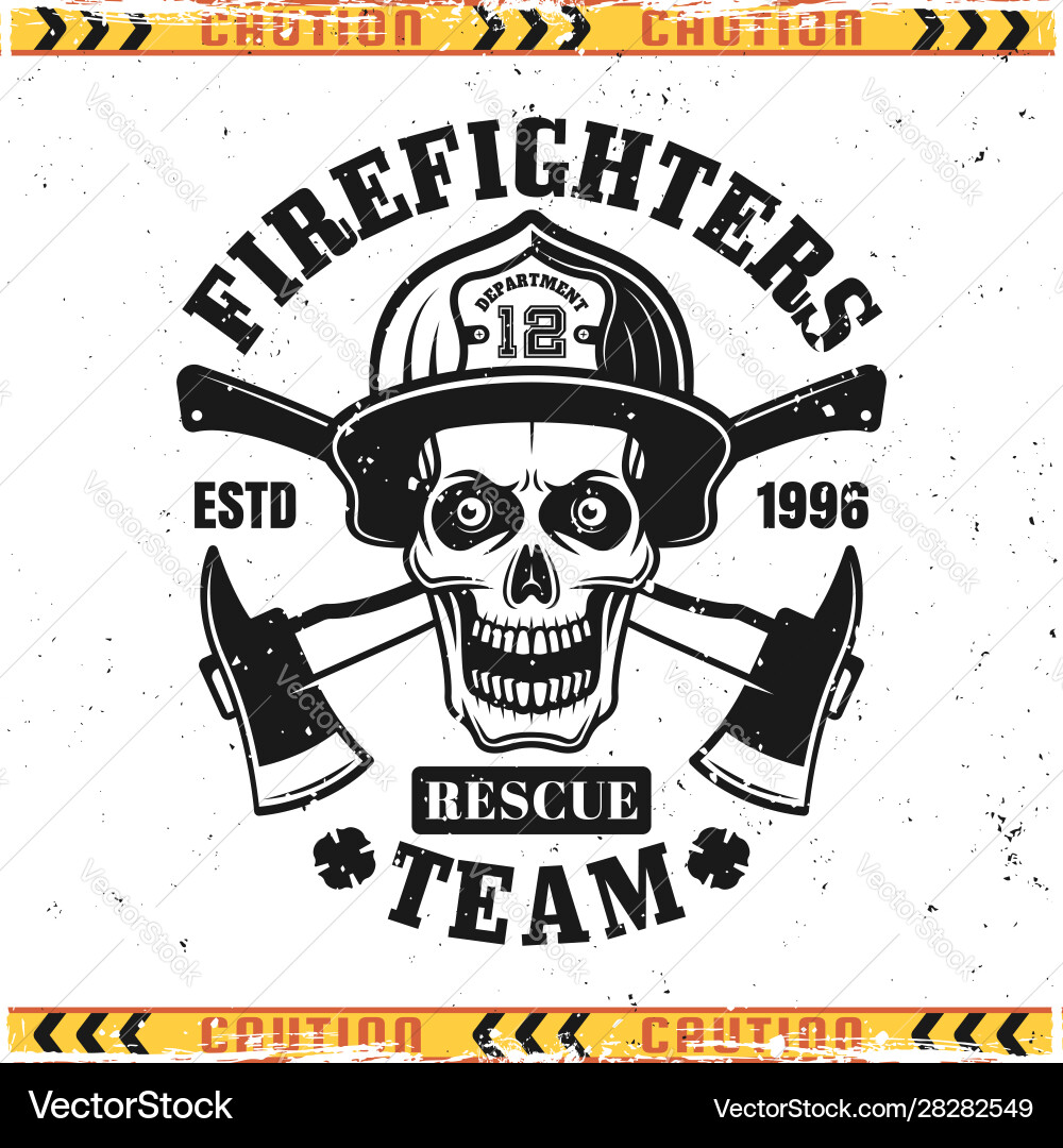 Firefighter Skull with Crossed Axes Emblem Vector Image