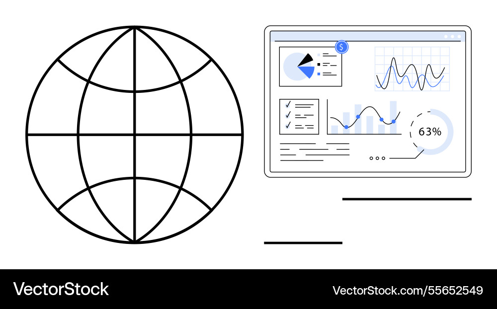 Global data analytics with web interface Global data analytics with web interface Vector Image
