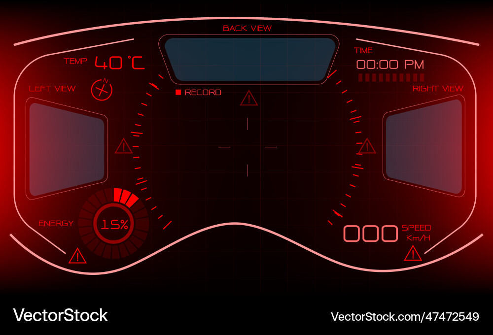 Hud sci-fi interface screen danger warning view Hud sci-fi interface screen danger warning view vector image