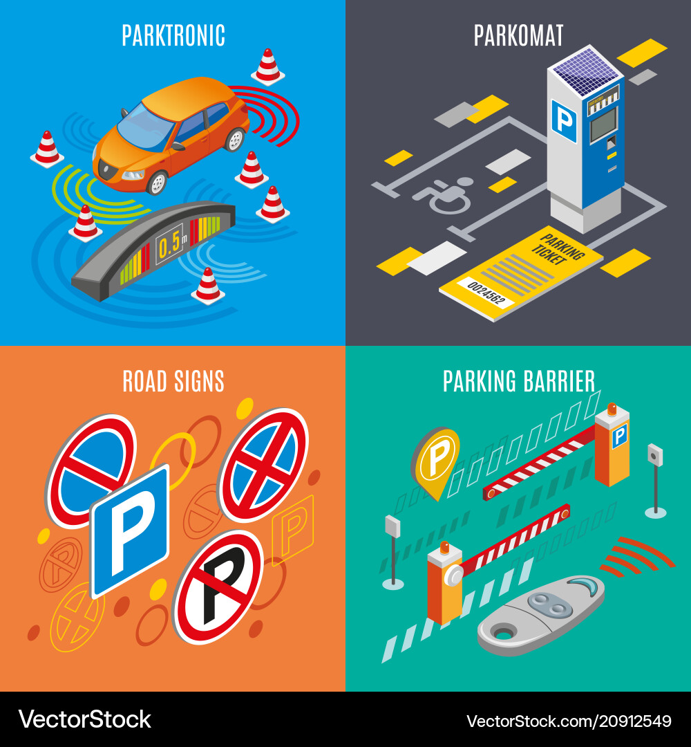 Isometric parking icon set Isometric parking icon set vector image