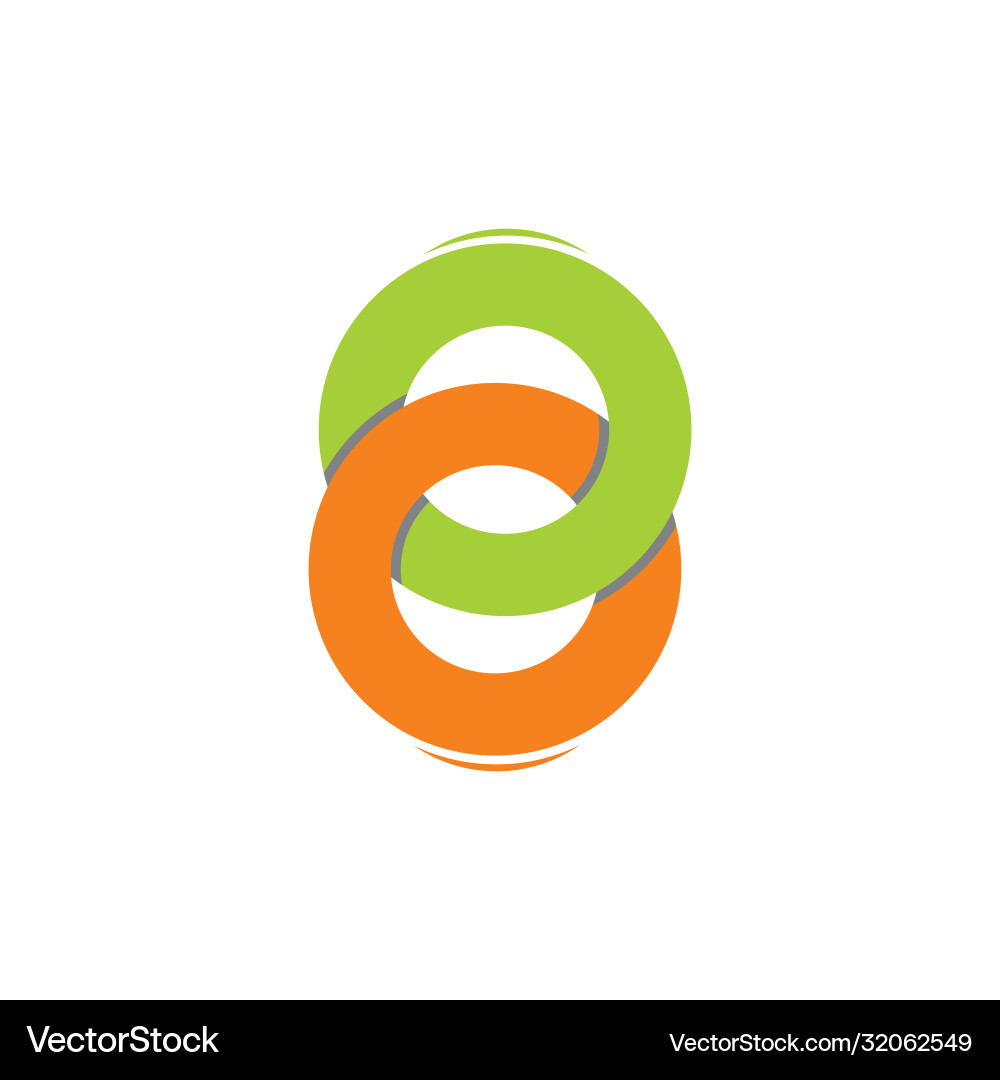 Linked overlapping circle object logo Vector Image