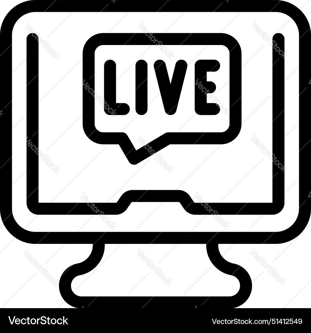 Live streaming icon on computer monitor Live streaming icon on computer monitor vector image