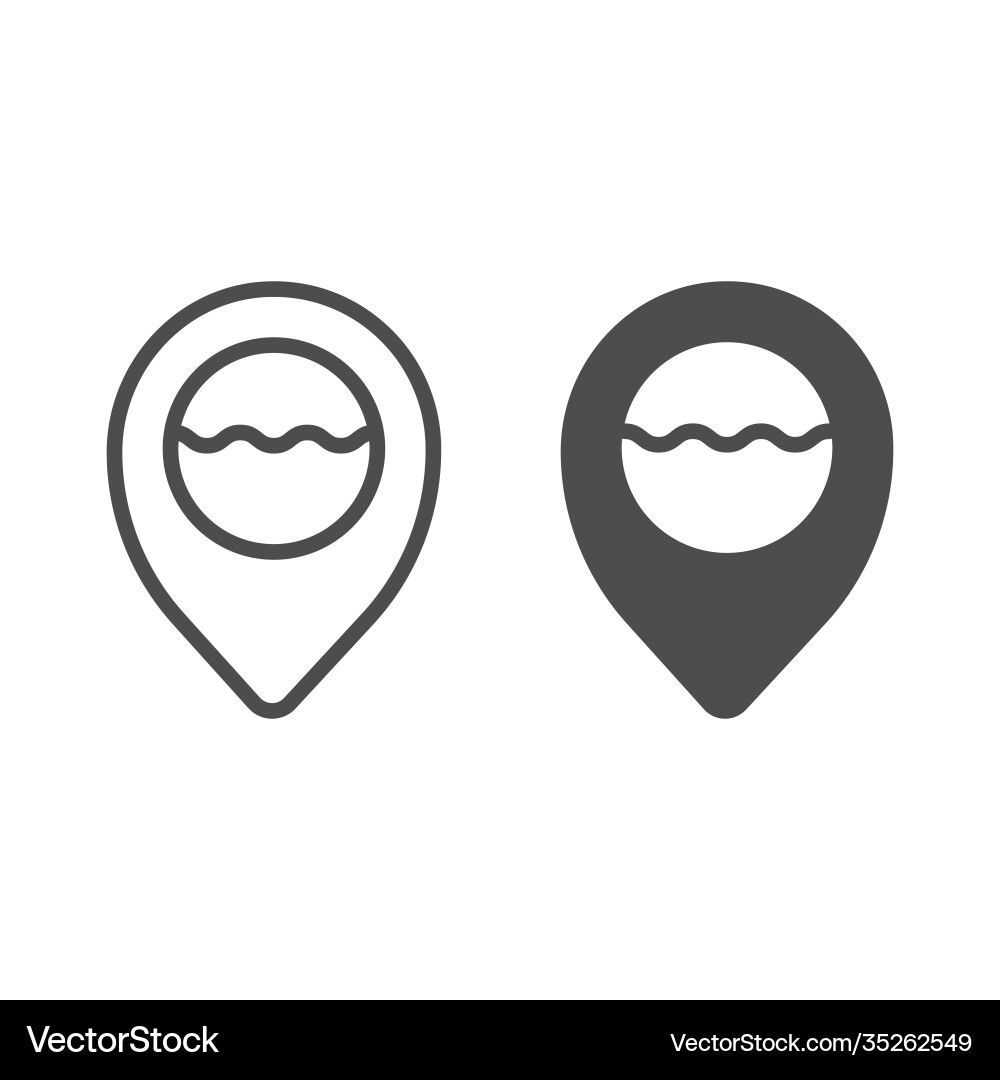 Location pointer with water waves line and solid Location pointer with water waves line and solid Vector Image