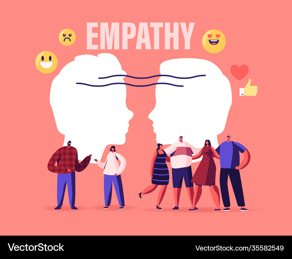 Male and female characters show empathy emotional vector image