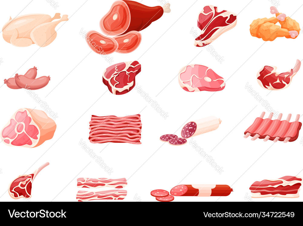Meat Products Flat Set Royalty Free Vector Image